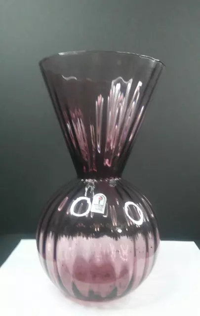 Pilgrim Glass, Amethyst, Vase, Glass, USA, Original Lable, MCM, Exd, Hand Blown