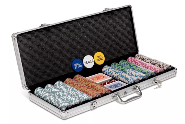 Poker Set by Poker Night Pro - 500 Piece Texas Holdem Poker Chips + Case & Box