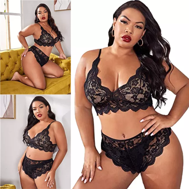 NEW PLUS SIZE Sexy Bra and Panty Set Bras Lot 3/4 Deep V Cup Thick Padded  Bralet $13.98 - PicClick