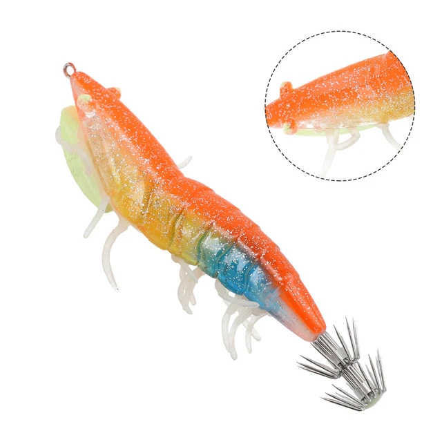 Lot De 10 Leurres Pêche En Mer - Appâts Crevettes Brillants Pour Calmar, Pieuvre Et Poissons Divers