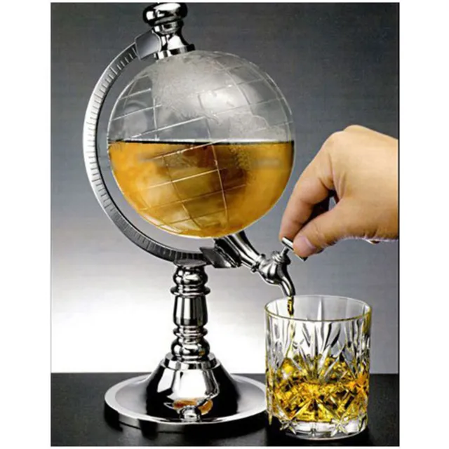 1.5LWhiskey Decanter 1.5L Globe World Liquor Wine Spirits Rum Glasses Dispenser