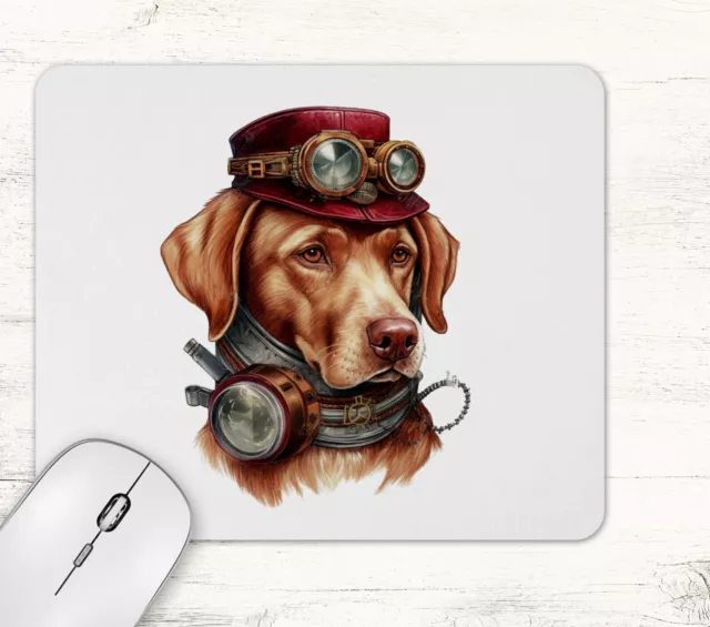 Steampunk Labrador Dog Neoprene Mouse Pad Mat #2