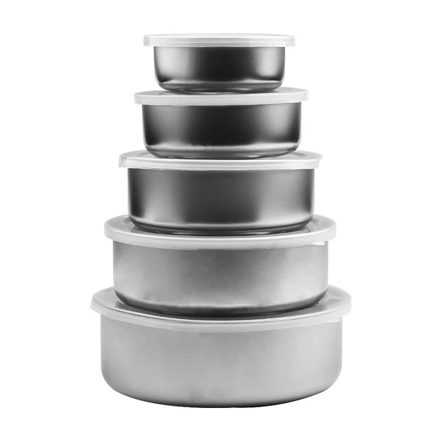 Ciotole fresche conservazione casa metallo 5 pz/set 10 cm 5 taglie per confezione pranzo