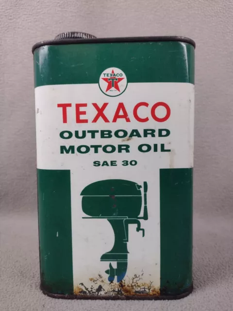 Texaco Outboard Motor Oil Steel Can Man Cave Gas Station Boat