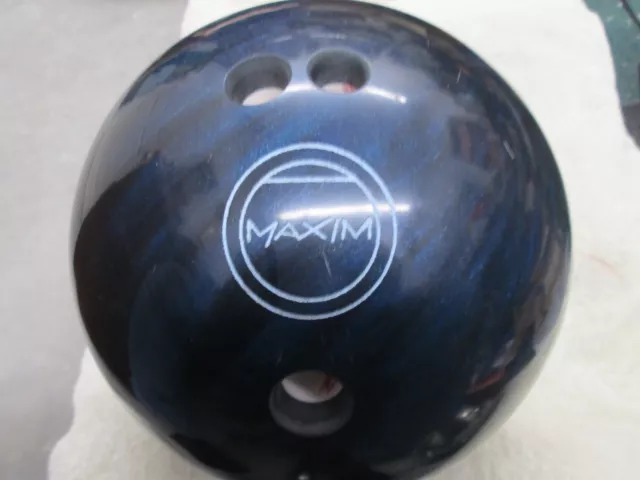 Vintage Ebonite "MAXIM" - 10.4 lb Bowling Ball Dark Blue Swirl & Brunswick Bag.