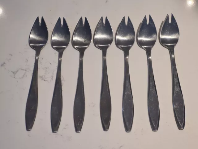 7 X Vintage Butler Party Piece SPORKS Forks Stainless 17.5cm Sheffield Splayds