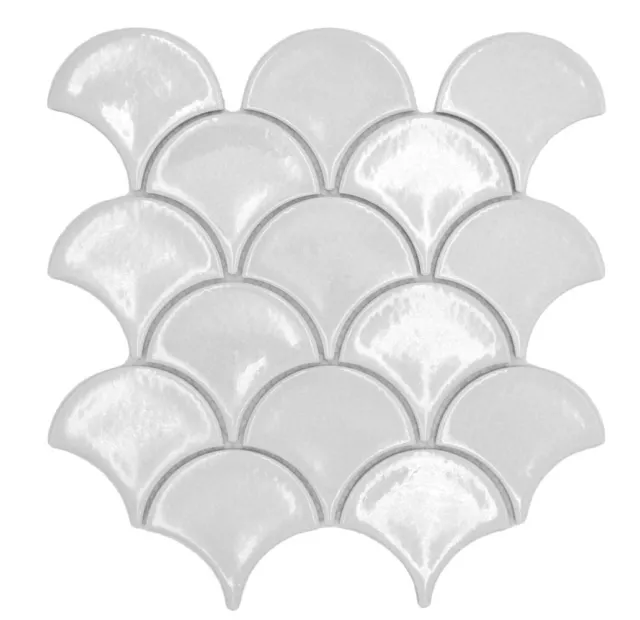 Azulejos de mosaico de cerámica compartimentos escamas de pescado liso blanco hielo crackle style |10 alfombras