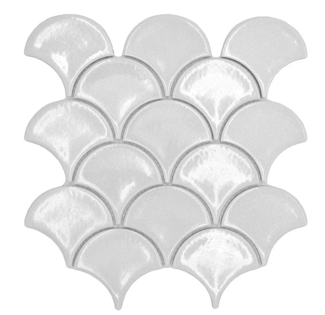 Azulejos de mosaico de cerámica compartimentos escamas de pescado liso blanco hielo crackle style |10 alfombras