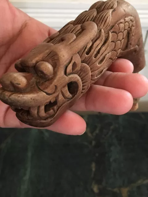 Whimsical Antique Rare Carved Wood Dragon Cane Holder Old Era 1800's