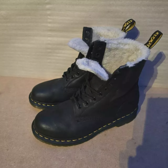 Dr Martens Black Serena Faux Fur Lined Boots 1460 Air Wair Bouncing Size 6.5 UK 3