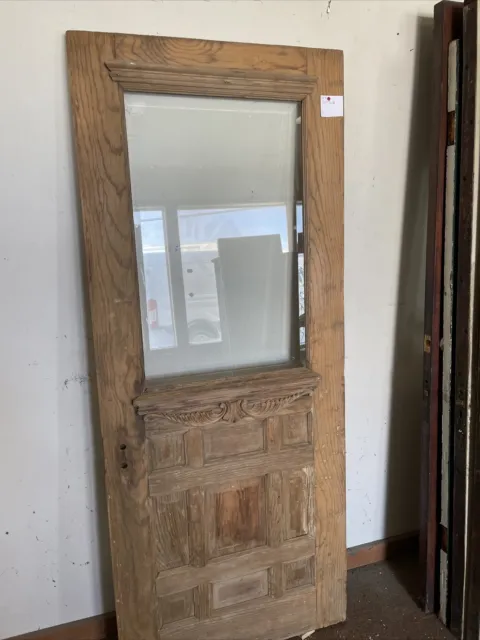 CR 34 antique pine Beveled Glass entrance door 32 x 77.5 x 1 3/8”