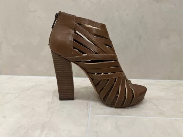 EUC Steve Madden 6 6M Shoes Sandals Brown Caged Gladiator Open Toe High Heel