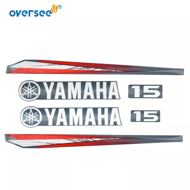 63W-42677 For Yamaha 15 hp Outboard Decals Sticker Kit Marine vinyl Top Cowling 3