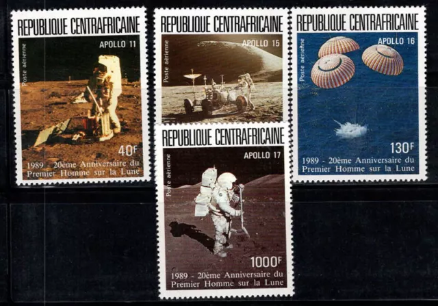 Central African Republic 1989 Mi. 1377-80 A MNH 100% Airmail Moon landing