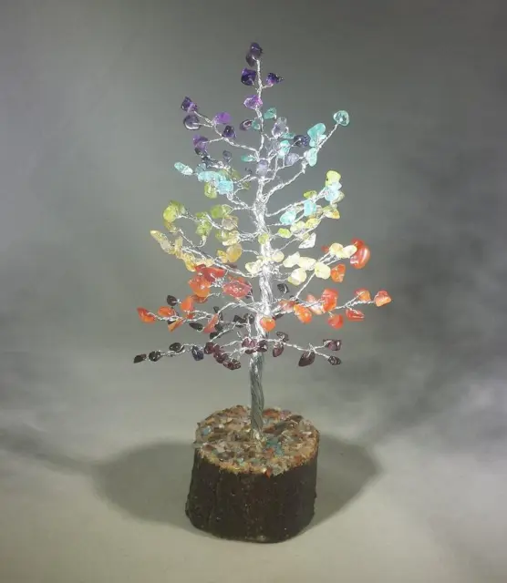 Natural 7 Chakra Gemstone Chip Tree With 150 Stones Crystal Tree Of Life