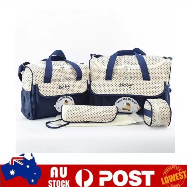 5Pcs Mummy Handbag Diaper Bags Set Shoulder Baby Nappy Changing Bag Travel