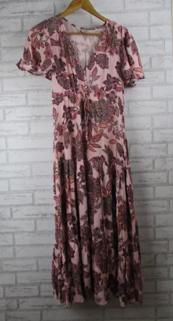 Silver Wishes womens maxi dress pink 8 floral print v-neck