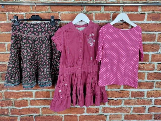 Gonna Abito Ragazza Pacchetto Età 6-7 Anni Monsoon Next Gap Velluto A Velo Rosa 122Cm