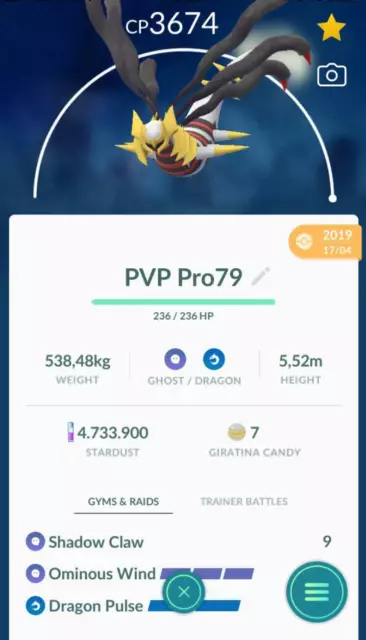 SHINY GIRATINA ORIGIN - Pokemon TRADE GO- Registered Trade - Read