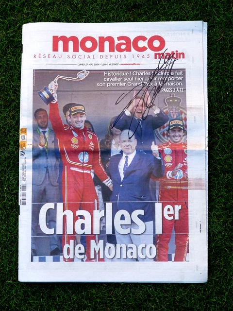 Journal Monaco Matin - Édition Victoire De Charles Leclerc - Grand Prix F1 - Signé