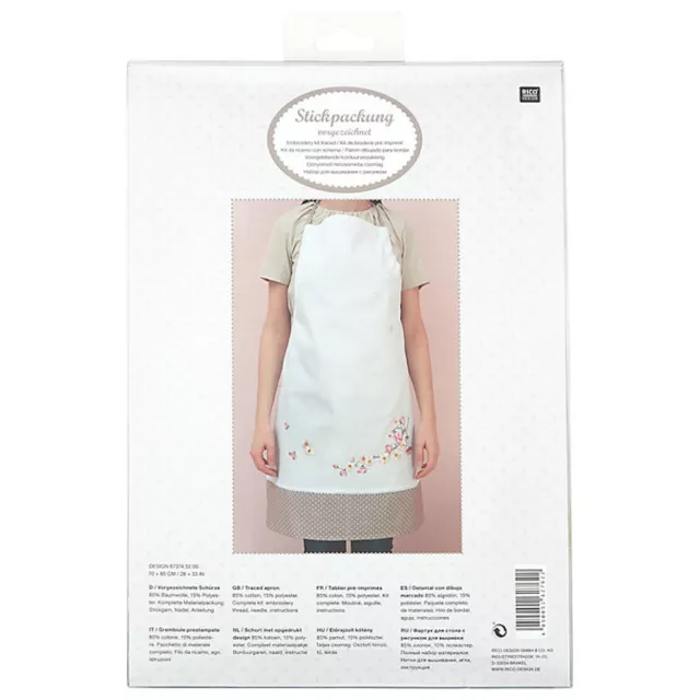 RICO Design EMBROIDERY KIT Traced CHERRY BLOSSOM Pinny APRON Floral NEW