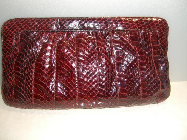 VINTAGE  NEW Morris Moskowitz  Genuine Reptile Purse, Clutch, Handbag MAROON