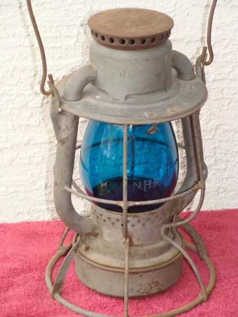 Vintage Dietz Vesta Lantern & Blue NH Railway Etched Globe New Haven Railroad