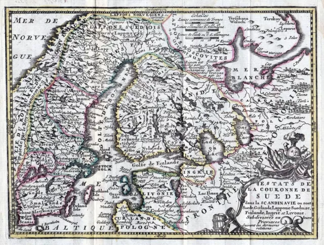 Sverige Sweden Svezia Suomi Finland Finlandia Carte Mappa Leth 1740