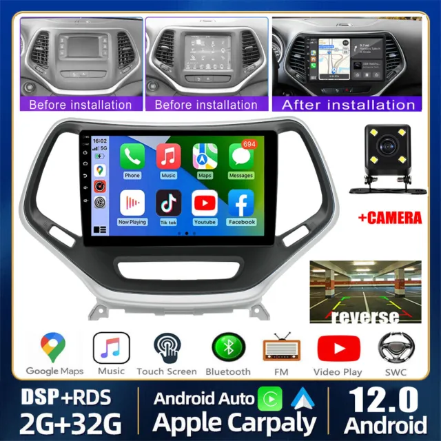 For Jeep Cherokee 2015-2018 2G+32G Android 12 Car Stereo Radio GPS Navi CarPlay