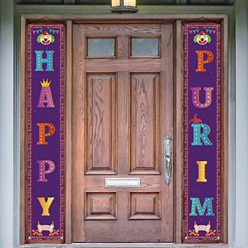 Happy Purim Porch Banner Jewish Holiday Wall Hanging Flag Yard Sign Seder Happy Purim Porch Banner Jewish Holiday Wall Hanging Flag Yard Sign Seder