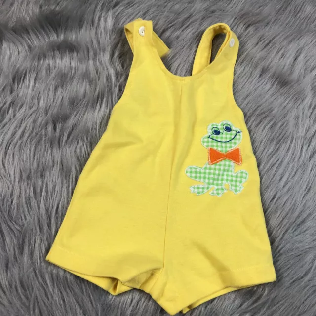 Vintage Carters Baby Boys Yellow Frog Bowtie Romper