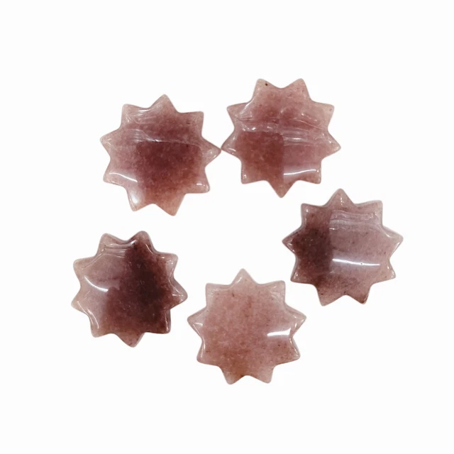 10pcs Natural Purple Aventurine Stone Healing Sun Flower Gemstone Decor 25x6mm