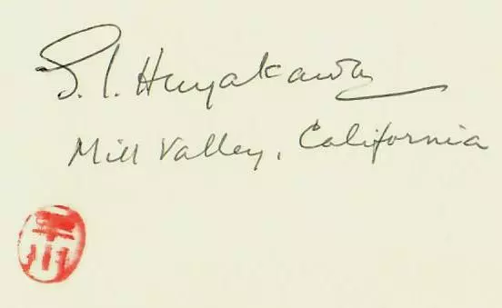 "California Senator" S. I. Hayakawa Hand Written Letter on a 4X6 Card