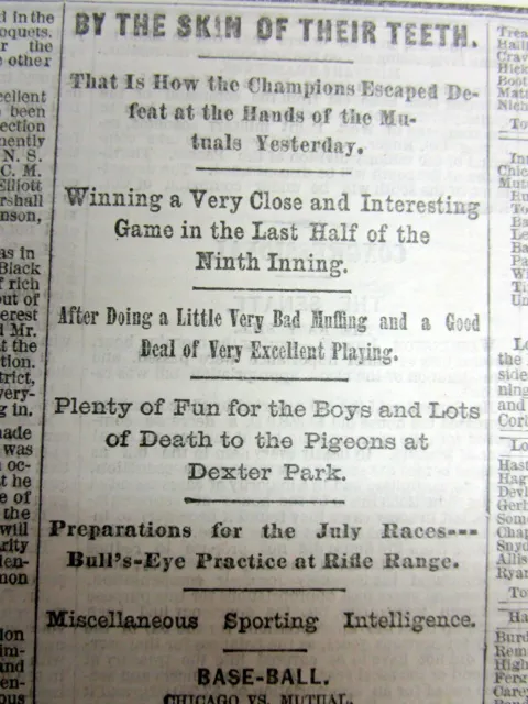 Best 1876 newspaper EARLY headline news of CHICAGO CUBS BASEBALL White Stockings