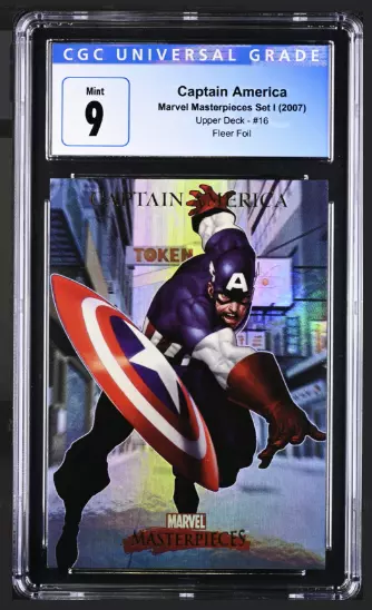 2007 UD Captain America #16 Marvel Masterpieces Set I Fleer Foil, CGC Graded 9