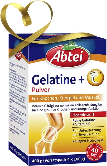 Abadía Gelatina Polvo más Vitamina C, Para Músculos Y Huesos, Para Apoyar