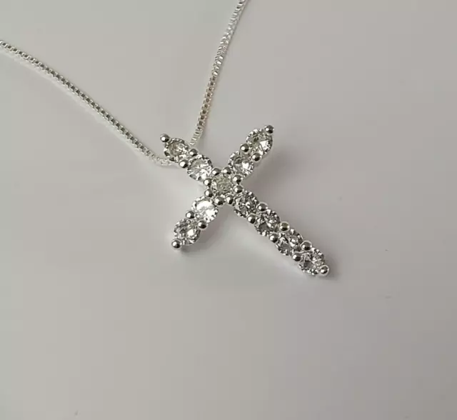 Kette mit Kreuz Anhänger 925 Sterlingsilber Zirkonia