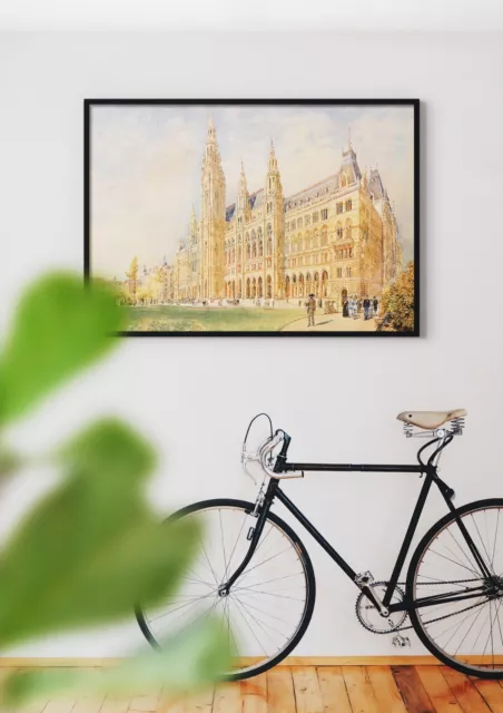 Rudolf von Alt: Das Wiener Rathaus. Giclee Museum Bildende Kunst Geschenkdruck