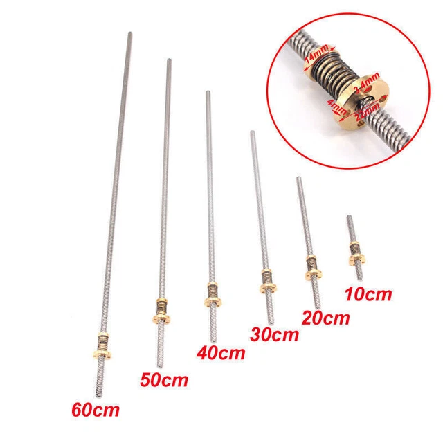 8mm T8 Lead Screw Threaded Rod Trapezoidal ACME Stepper 150-600mm 3D Printer