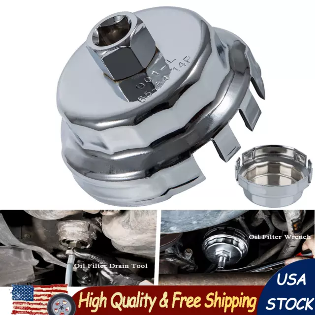 for Toyota 2.5L 5.7L 64mm 14 Flute Oil Filter Cap Wrench Cup Socket Remover Tool
