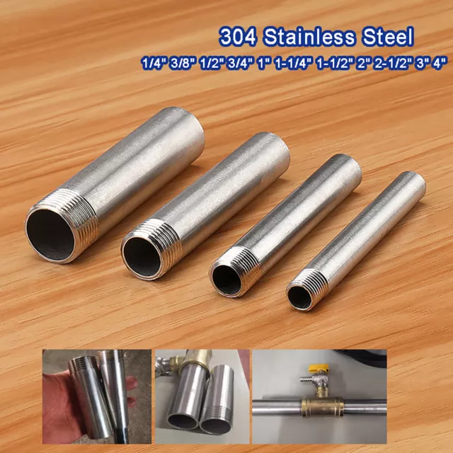 1/4" ~ 4" Stainless Steel 304 Pipe Fittings BSP Threaded Weld Nipple 100mm Long