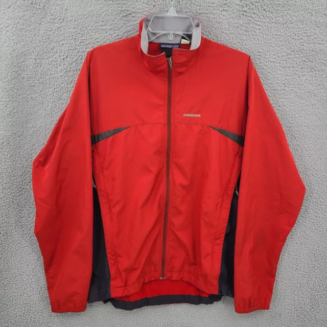 Vintage Patagonia Jacket Mens Medium Red Rain Coat Full Zip Mock Neck