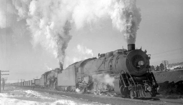 AT&SF SANTA FE Railroad locomotive engine No. 3815 type 2-10-2 OLD ...