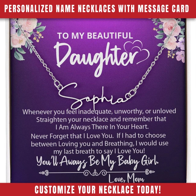 To My Daughter Necklace, Birthday Gift For Daughter, Personalized Name Necklace