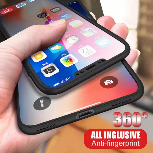 NEW HYBRID 360° HARD ULTRA THIN CASE COVER WITH TEMPERED GLASS for iPhone XR