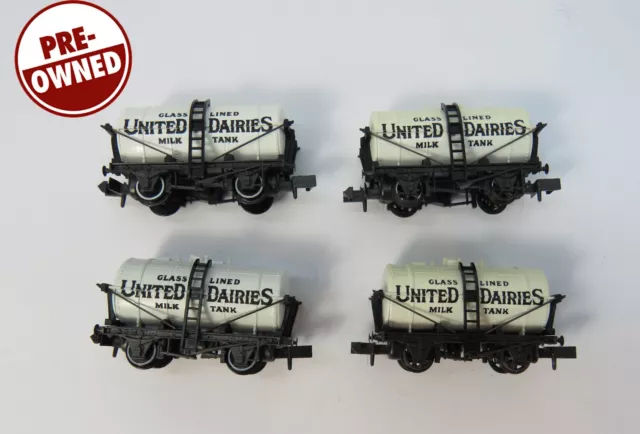 N Gauge Peco 4x United Dairies Tank Wagons UNBOXED (PL43)