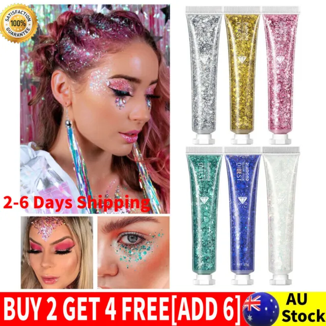 Eyeshadow Glitter Gel Cream Nail Hair Body Face Glitter Gel Art Flash Sequins,AU