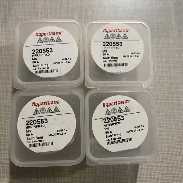 Lot Of 4-Hypertherm #220553 Swirl Ring for Plasma Torch Body Head
