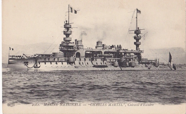 carte postale ancienne marine nationale Charles Martel cuirassé d'escadre 1914