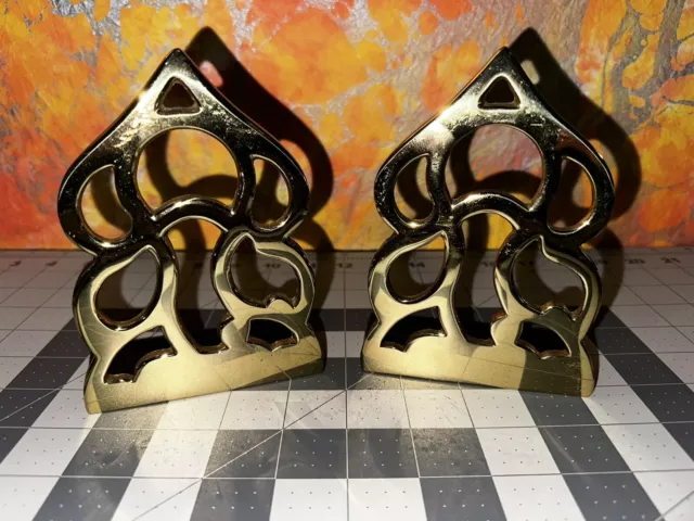 Vintage Monticello Virginia Metalcrafters Solid Brass Bookends 1983  8-21
